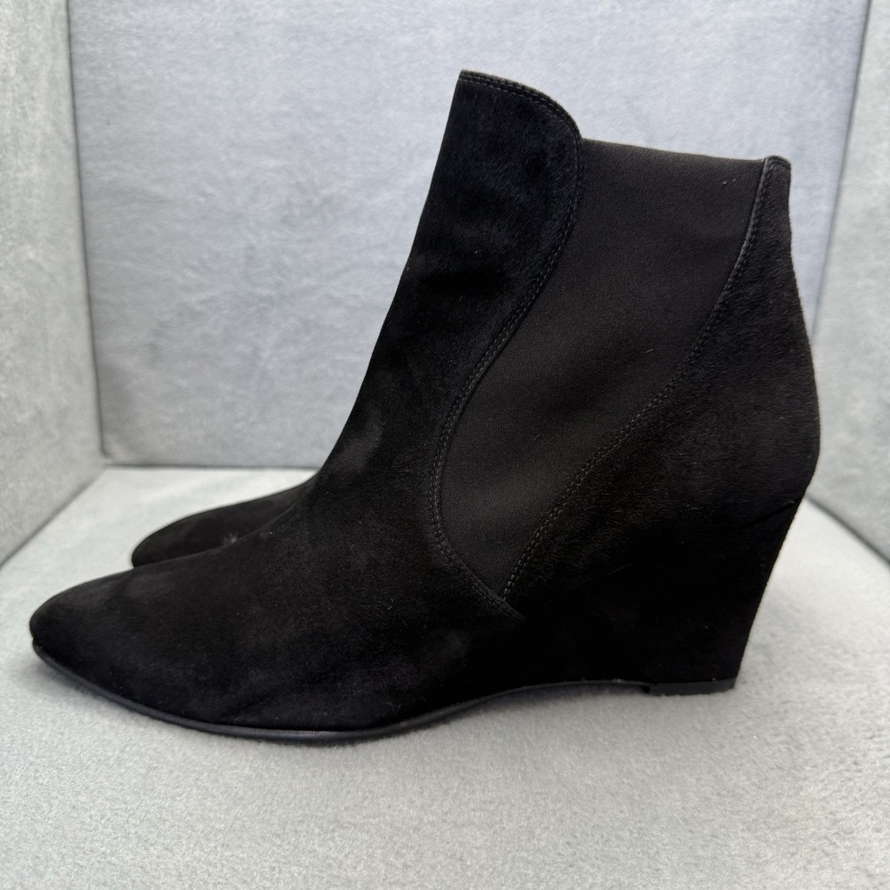 Stuart Weitzman Women's 9 Black Suede Stretch Wedge Ankle Booties Spain